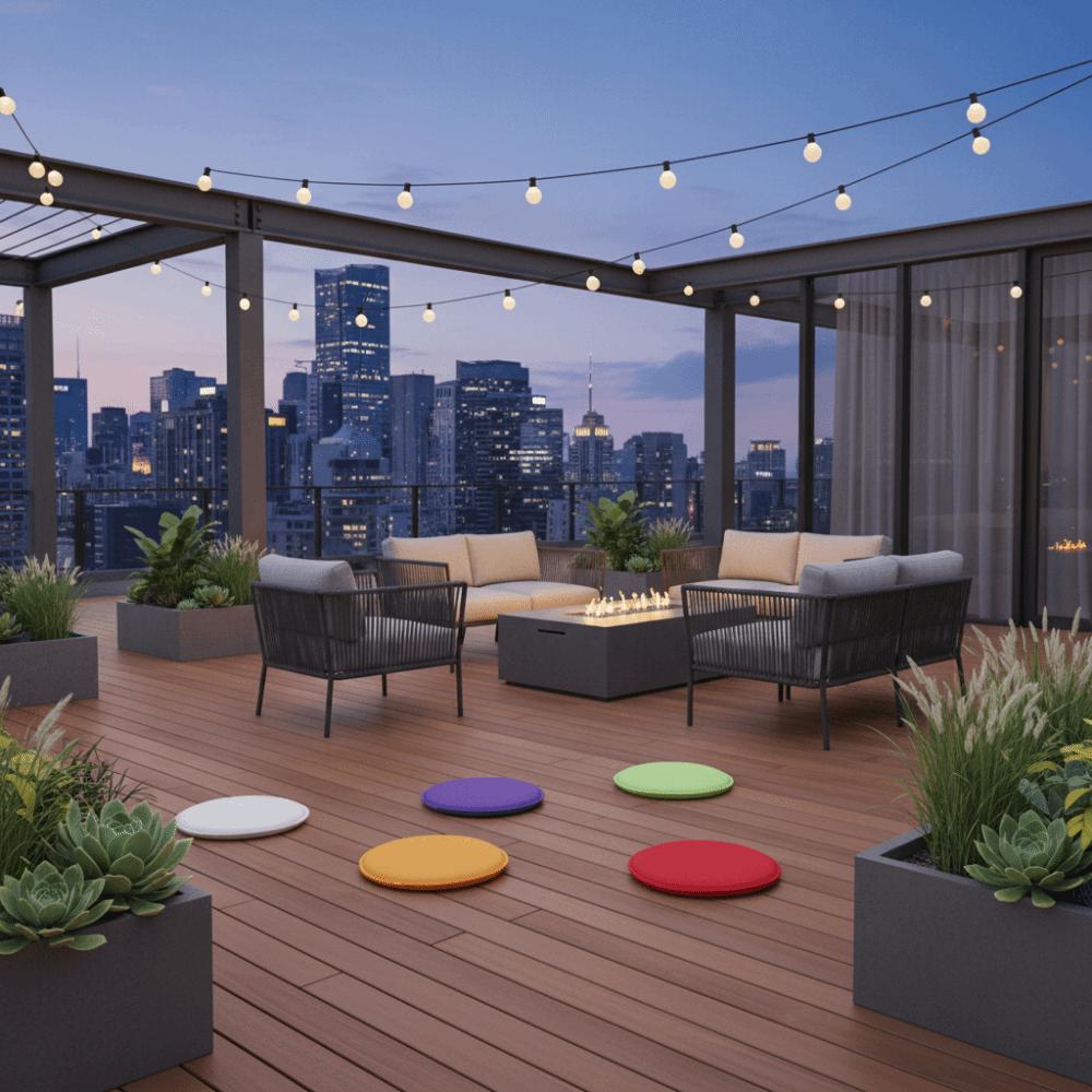 Candy Color Seat Cushion Simple Fabric Sponge Cushion Round Chair Cushion  Outdoor Picnic