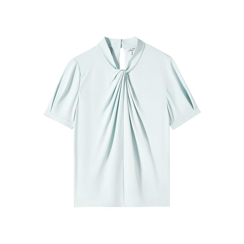 Women's Twist V-Neck Short Sleeve Blouse