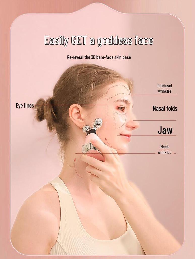 V-Face Microcurrent Facial Lifting Roller - High-Frequency Double Ball Massager