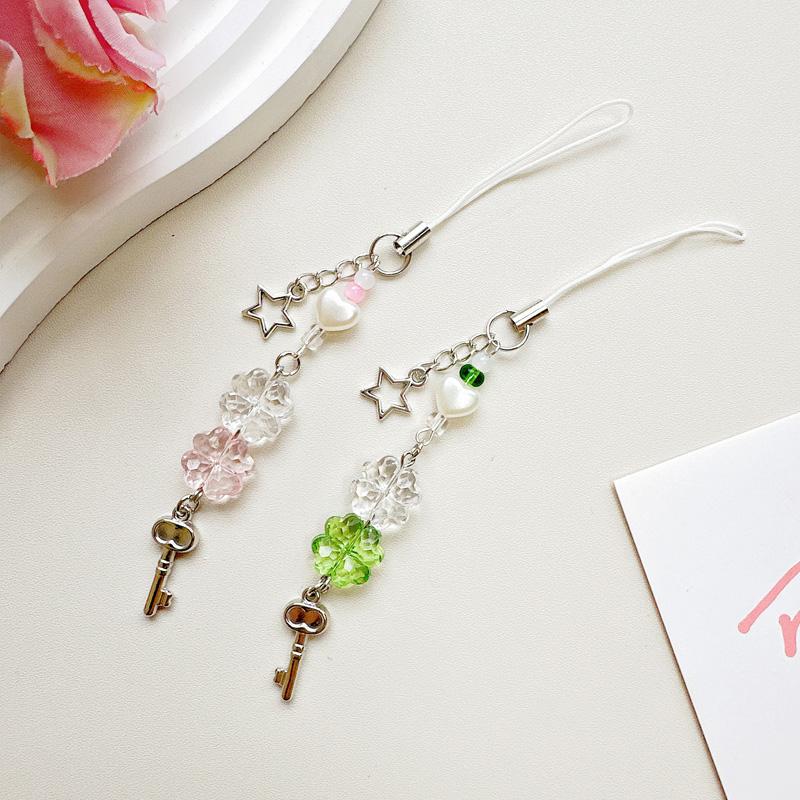 1pc Bracelet Cute Hanging Cord Lucky Flower Phone Chain Fashionable Strap Wrist Lanyard Acrylic Keychain