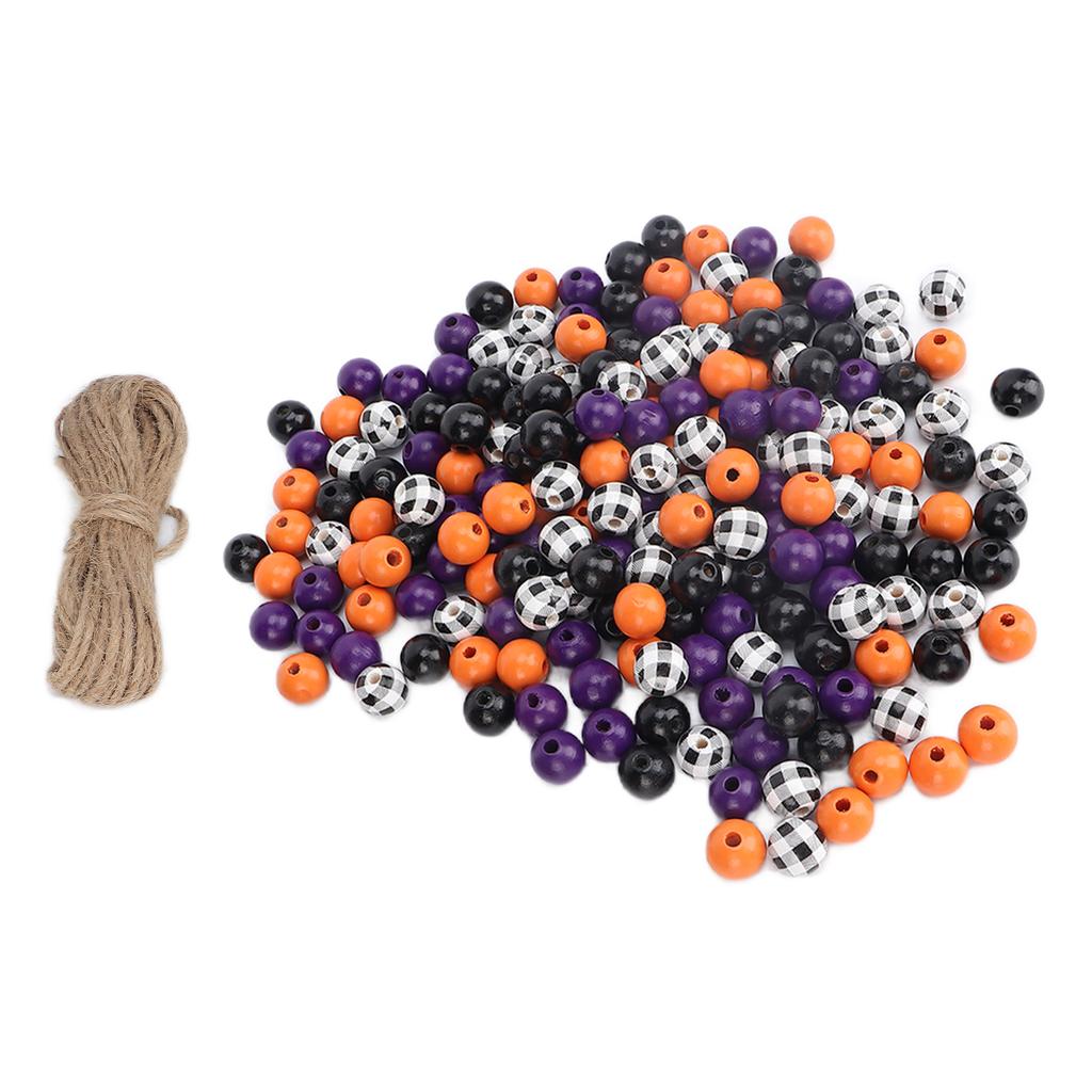 200pcs Wood Beads Round Wooden Farmhouse Decorative Spacer Beads for DIY Garland Crafts Jewelry MakingPurple Black
