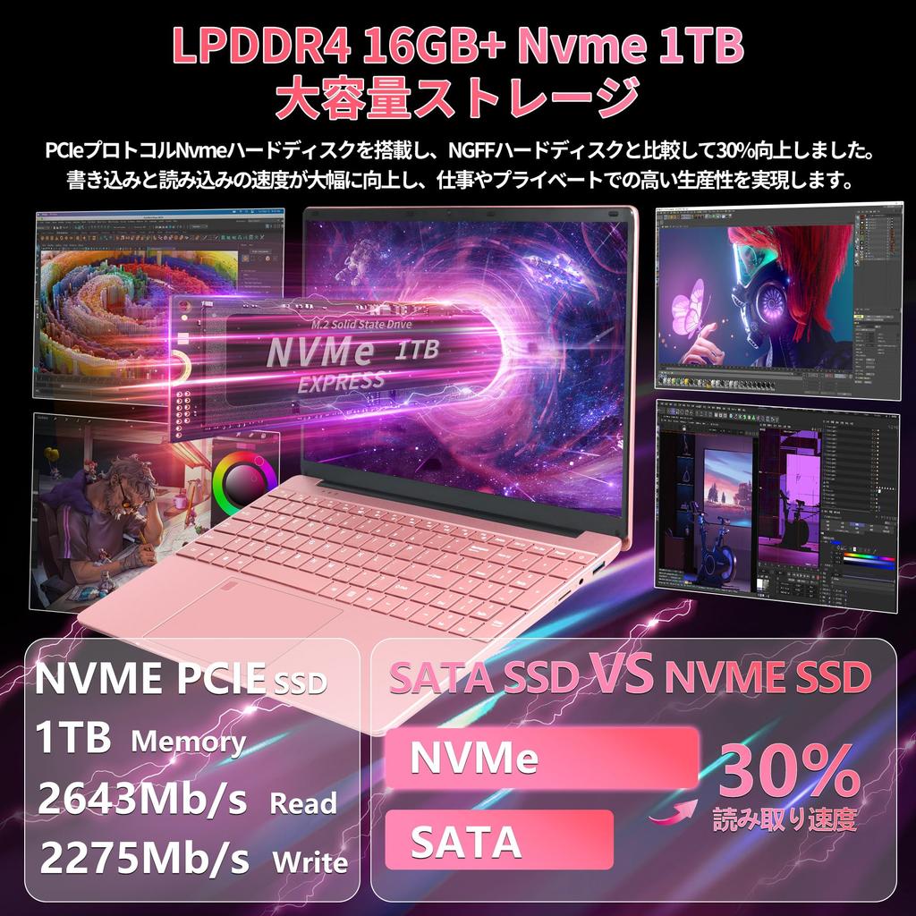 Rosa Bærbar PC Kontor IPS Stor Skjerm Bærbar PC med 12. Generasjons Alder Lake N95 Prosessor opptil 16GB DDR4 Minne 256GB NVMe SSD Bredt Utvalg av