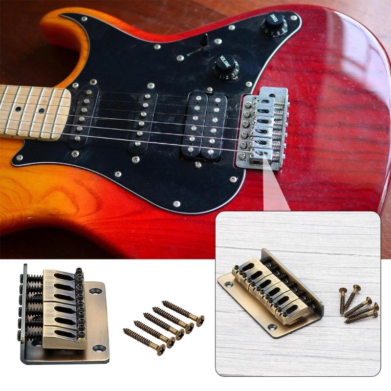 6 String Fixed Bridge Electric Bass Bridge Adjustable String Bass Bridge Bass Hardware Metal Texture for Electric Bass