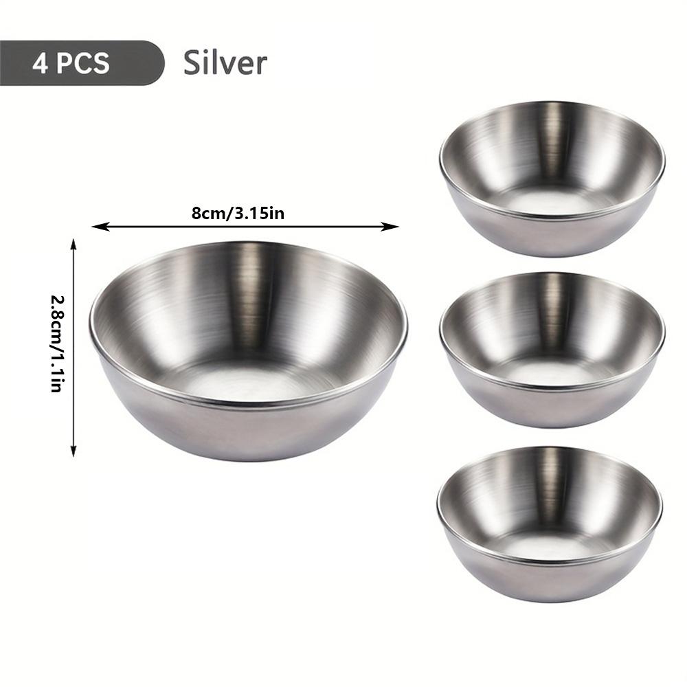 1/2/4/6/9pcs Stainless Steel Round Saucers and Dipping Bowls - Perfect for Hot Pot, Sushi, and Appetizers - Includes Small Sauc