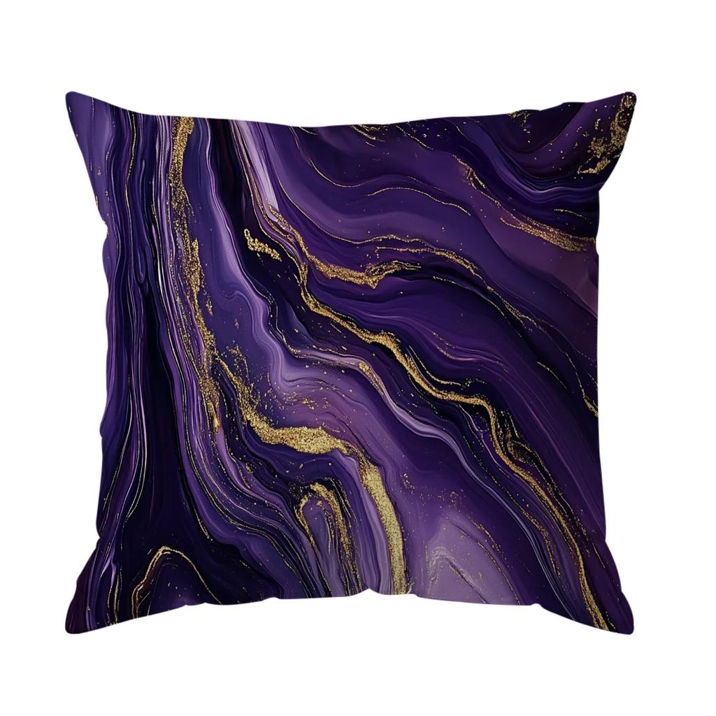 Home Decor Purple and Gold Marbled Pattern Throw Pillow Pattern Cushion Cover Suitable for Sofa Bedroom Car Pillow Cover