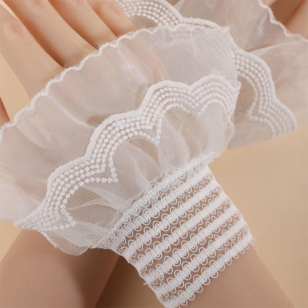 Double Layer Lace Fake Cuffs Pleated False Cuff Sleeve Cute Horn Cuffs Decoration Photo Prop