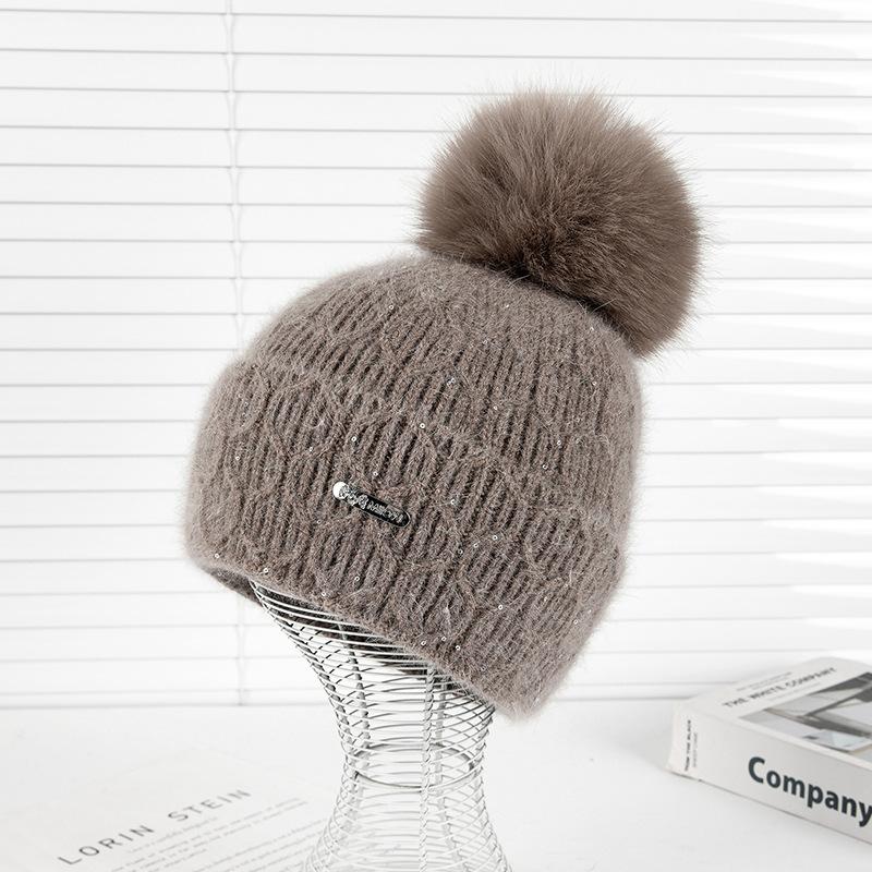 

Шапка Осень и Зима Женская Теплая Шерстяная Шапка Флисовая Утепленная Вязаная Шапка Милая Шапка с Ушками Повседневная для Улицы и Рождества One size темно-коричневого