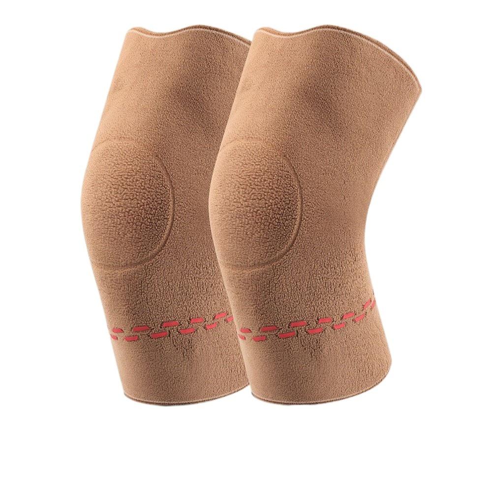 Thickened Thermal  Leg Warmer Double-Sided Fleece Winter Knee Brace Warm Knee Pad  Cold-Proof L коричневый