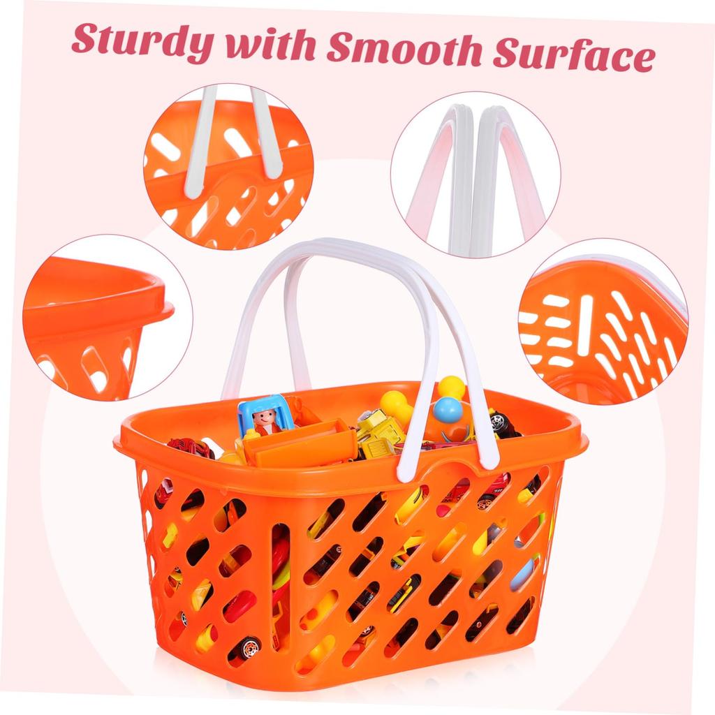 OUNONA 2-Pack Kids Shopping Baskets, Toy Storage Baskets, ABS Material, with Handles, Grocery Baskets, Storage Boxes for Bathrooms and Kids' Rooms,
