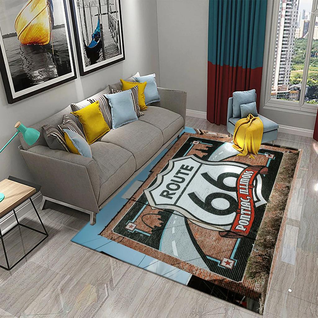 Historic Route 66 Non-slip Carpet Soft Area Rug for Living Room Kids Bedroom Kitchen Decor Floor Mat