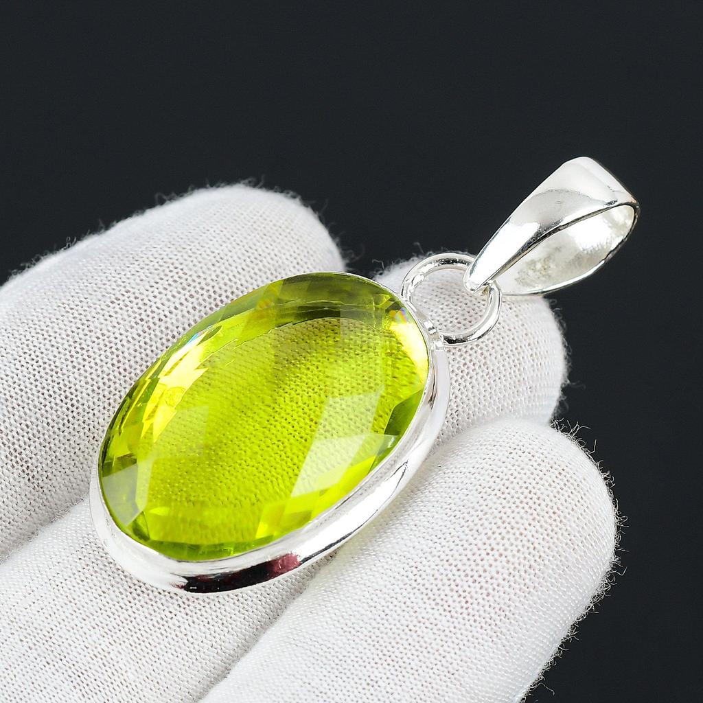 Peridot Ädelsten Handgjord 925 Sterlingsilver Smycke Hänge Statement Bohemiskt Hänge Peridot Ädelsten Hänge För Gåvor
