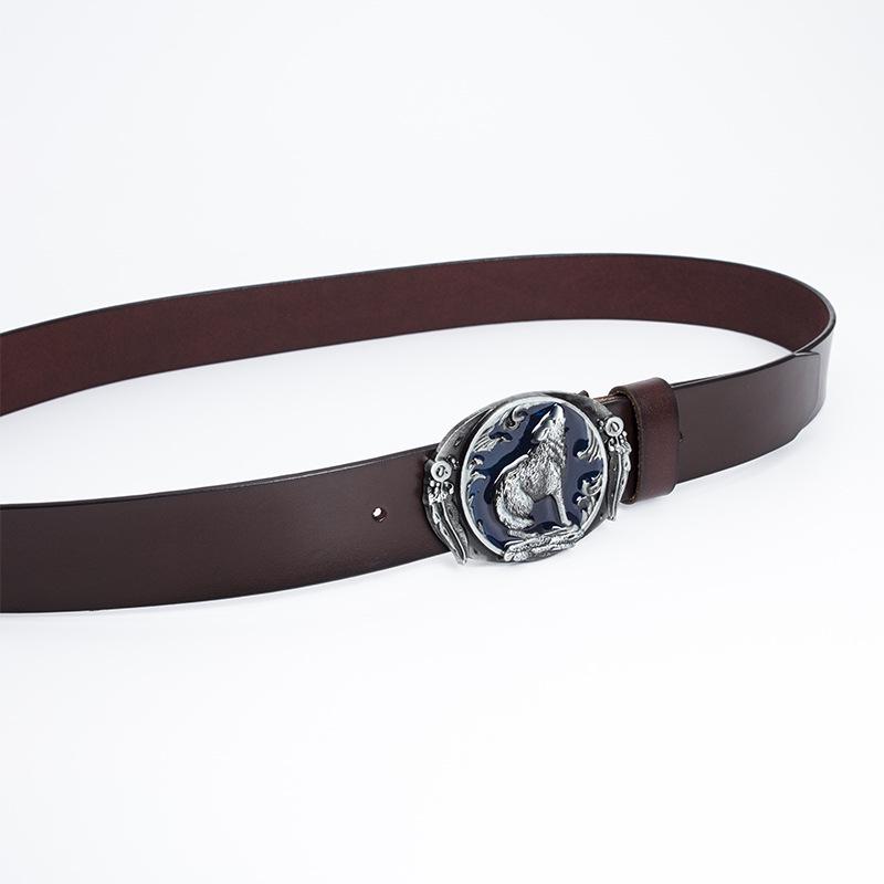 Herr Retro Västerländsk Cowboy Ko-läder Bälte - Djurdesign, Ungdomsstil