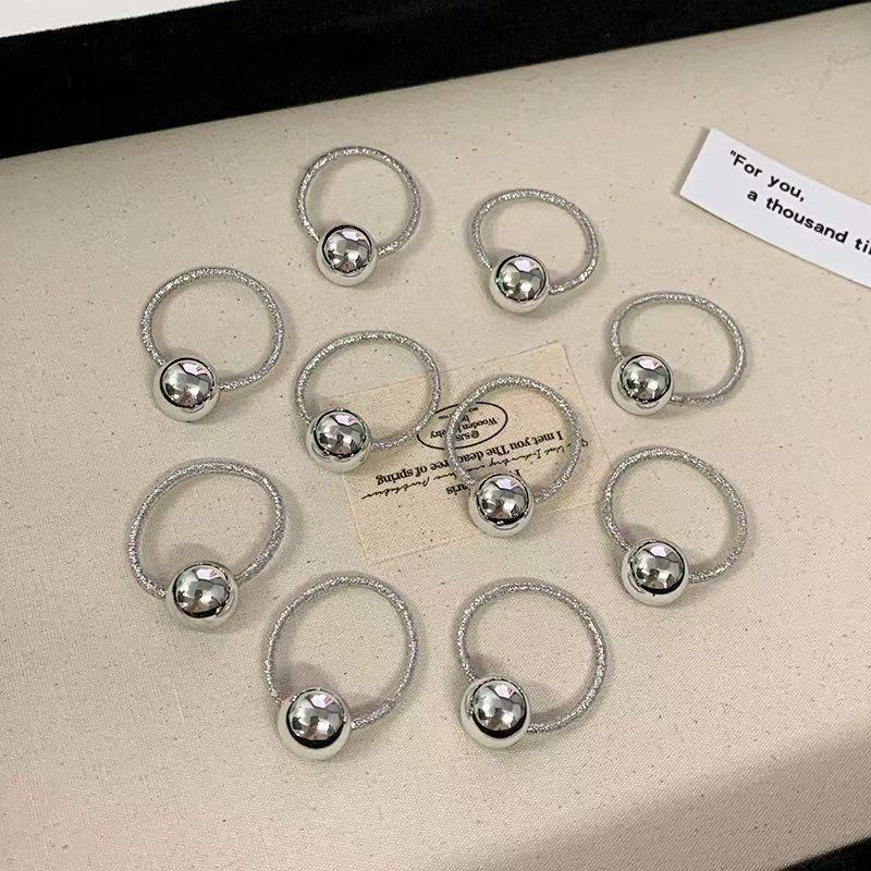 10pcs Hair Tie Silver/white Heart-shaped Rubber Bands, Suitable For Girls, Baby Ponytail Holders, High Elasticity, Durable Hair