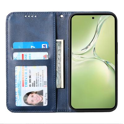 For Oppo K12x 5G (China)/OnePlus Nord CE4 Lite 5G Phone Case Calf Texture PU Leather Wallet Cover with Strap