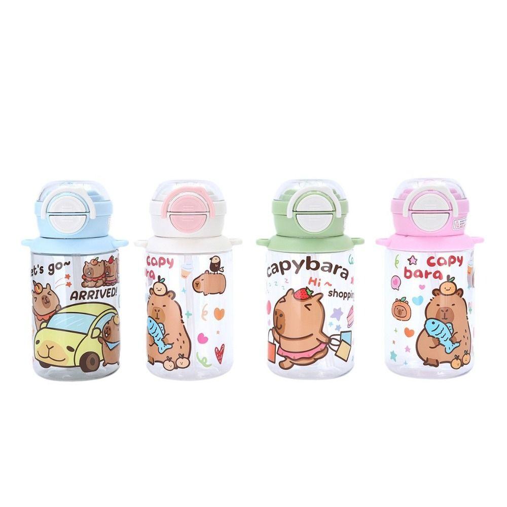 Cute Capybara Water Bottles 500ml Capybara Drinking Bottle Transparent Plastic Cup  Summer