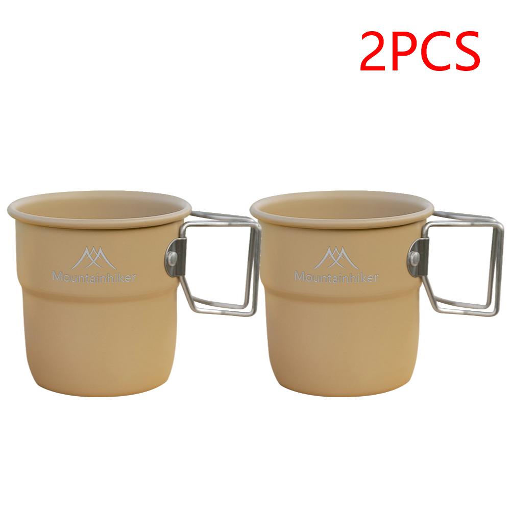 1-5PCS 300ml Camping Water Cup with Foldable Handle Picnic Water Mug Aluminum Alloy Lightweight Camping Cup for Outdoor