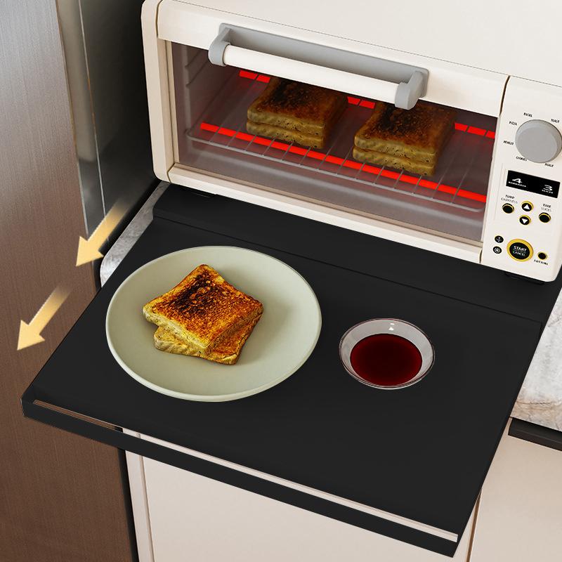 1Pieces Kitchen Countertop Pull-Out Organizer, Drawer Push-Pull Shelf Microwave Oven Bottom Rack Outdoor Tableware