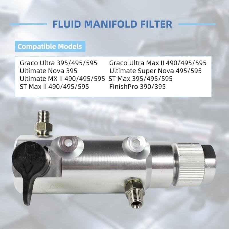 15G455 Airless Paint Sprays Manifold Assembly Piston Fluid Filter Manifold for 390 395 490 495 595 Airless Paint Sprayer