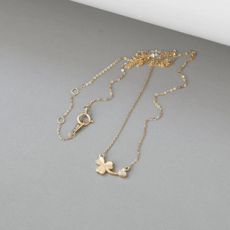 18K Gold-Plated S925 Silver Four-Leaf Clover Necklace with Zirconia Platinum Silver Color