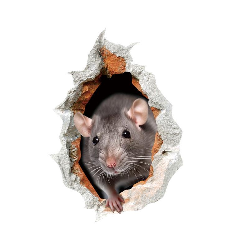 

3D Наклейка Мышиная Нора Милая Наклейка Животное Украшение Дома Наклейки на Стену для Гостиной
