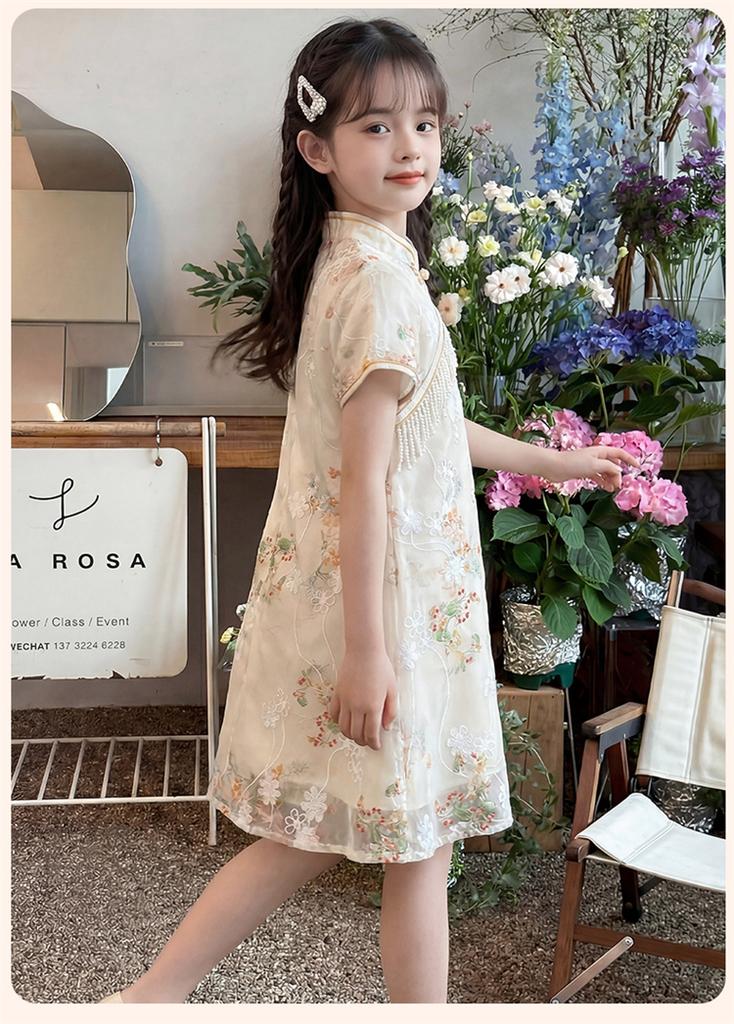 Girls' Summer Chinese Style Cheongsam Skirt 2026 New Children's Dress Little Girls' Ancient Style Hanfu Princess Dress