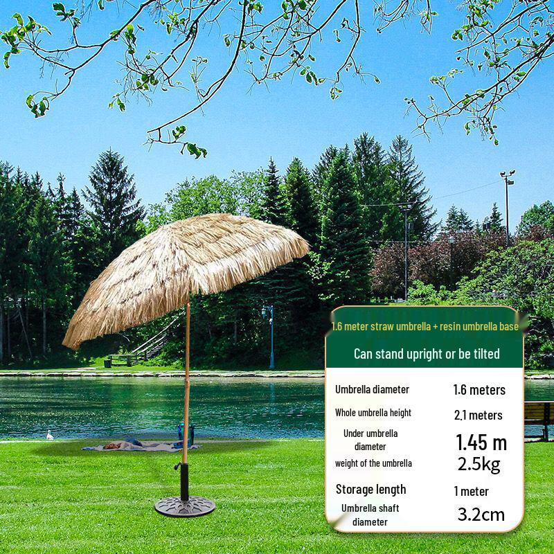 Imitation Thatch Outdoor Sunshade Umbrella - Garden, Courtyard, and Photography Decor Prop
