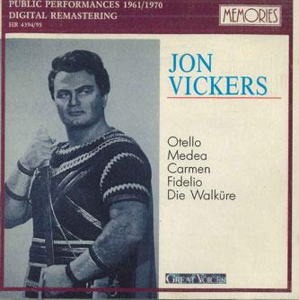 

CD JON VICKERS - Great Voices Jon Vickers HR439495 MEMORIES Germany Classical Used