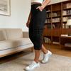 Damen Cropped Hosen Elastische Hohe Taille Gerade Beine Cargohosen mit Taschen Sommer Freizeit Hosen Vielseitig Tragbar