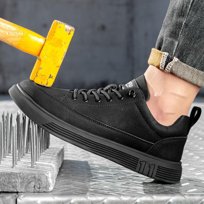 Bocanci de lucru impermeabili Pantofi de protecție cu bombeu de oțel Pantofi de piele de calitate pentru bărbați Pantofi indestructibili rezistenți la perforare Protecție de siguranță