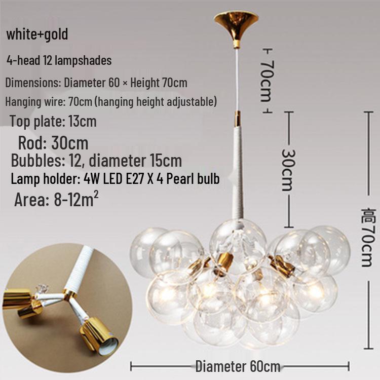 Nordic Romantic Bubble Lamp - Creative Glass Pendant for Children's Room, Living Room, or Restaurant.