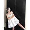 Solid color simple white bud vest skirt women's summer new loose dress casual A-shaped skirt niche skirt