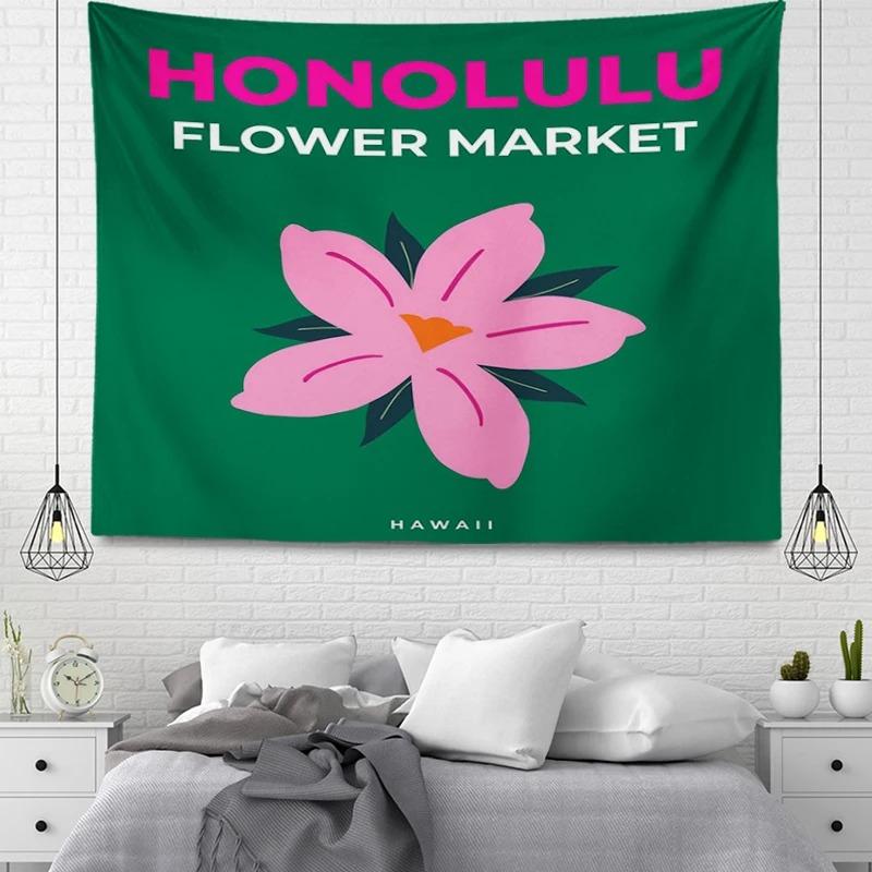 Office Living Room Tapestry Simple Flower Cartoon Hanging Cloth Home Wall Decoration Tapestry
