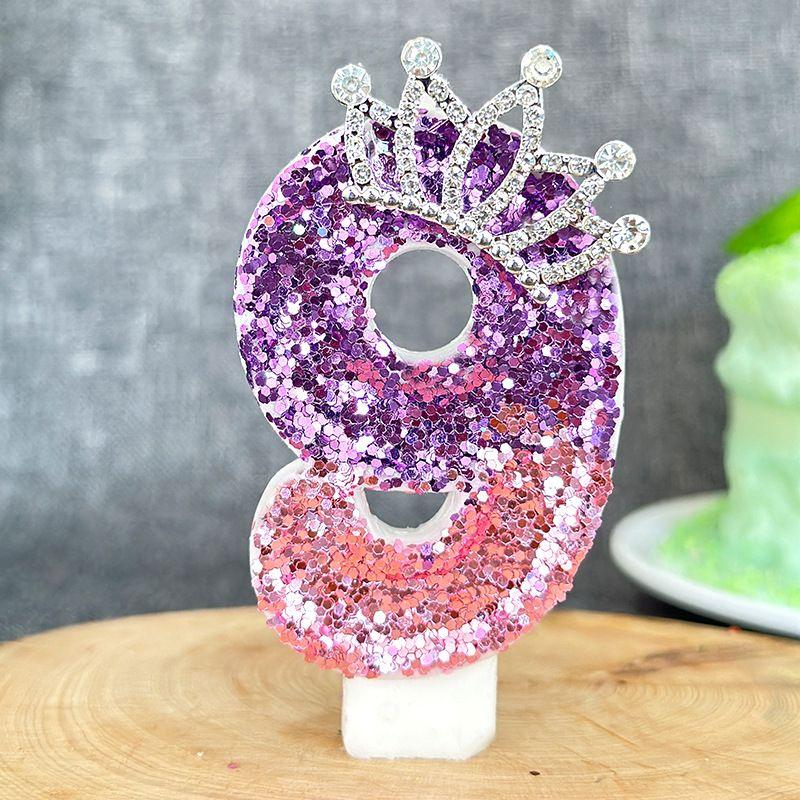 Color Changing Princess Crown Digital Birthday Candle,Celebrating Birthday Cake Plugin Candle Decoration Cake Decorating Supplie