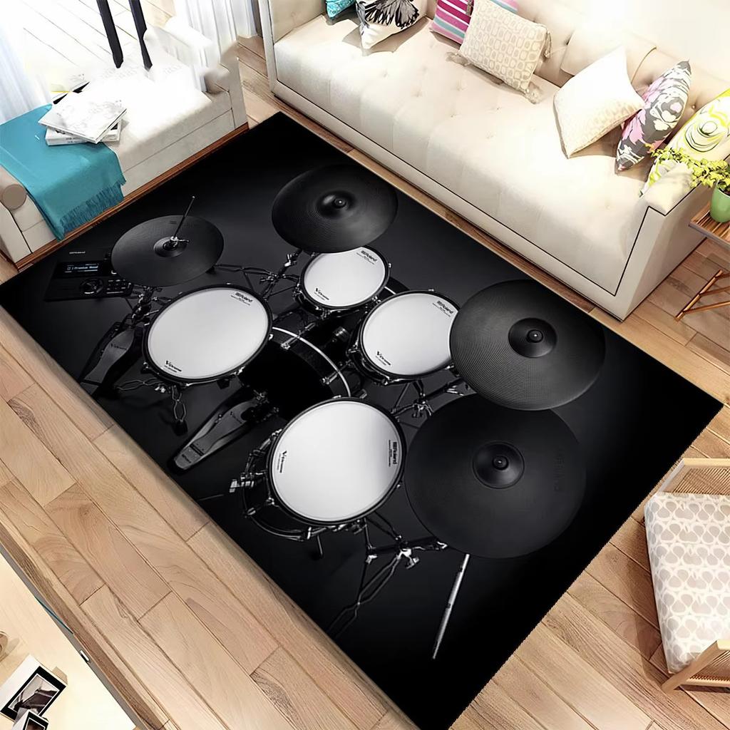 Schlagzeug Musik Schlagzeugset Instrumente Bereichsteppich, Teppich für Zuhause Wohnzimmer Schlafzimmer Sofa Fußmatte Dekor, Kinder Rutschfeste Bodenmatte
