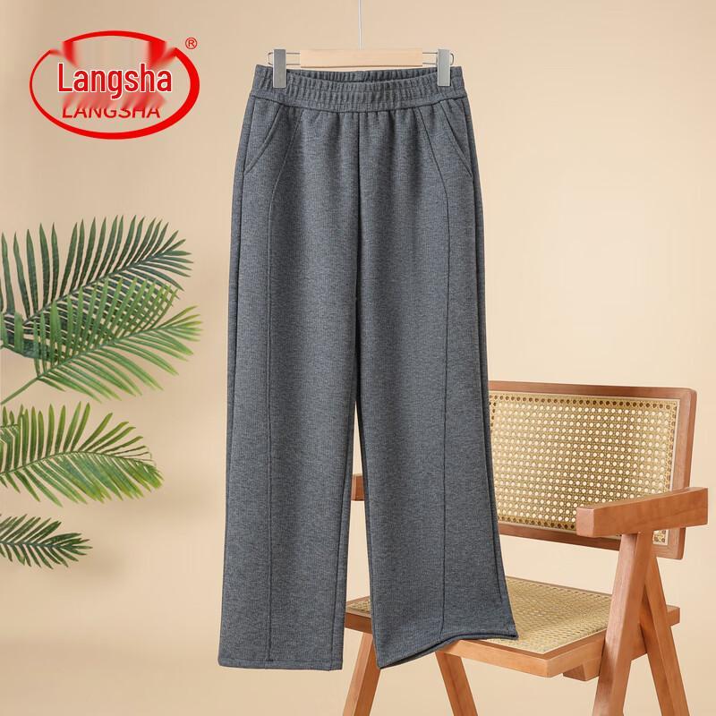 LangSha Mid-Aged Women's Elastic High Waist Straight Casual Pants