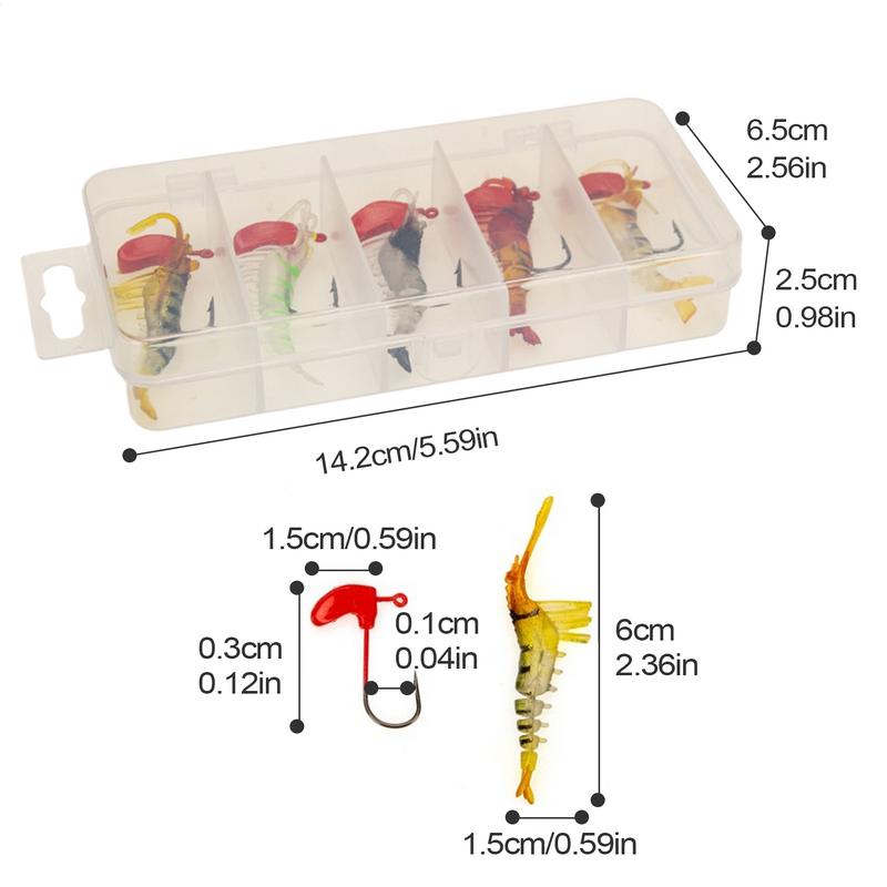 Schwimmköder Angellockköder 5X Vorgefertigt Garnele Barschangeln Schwimmender Köder Leuchtend Süßwasser Salzwasser Angelzubehör Für Barsch