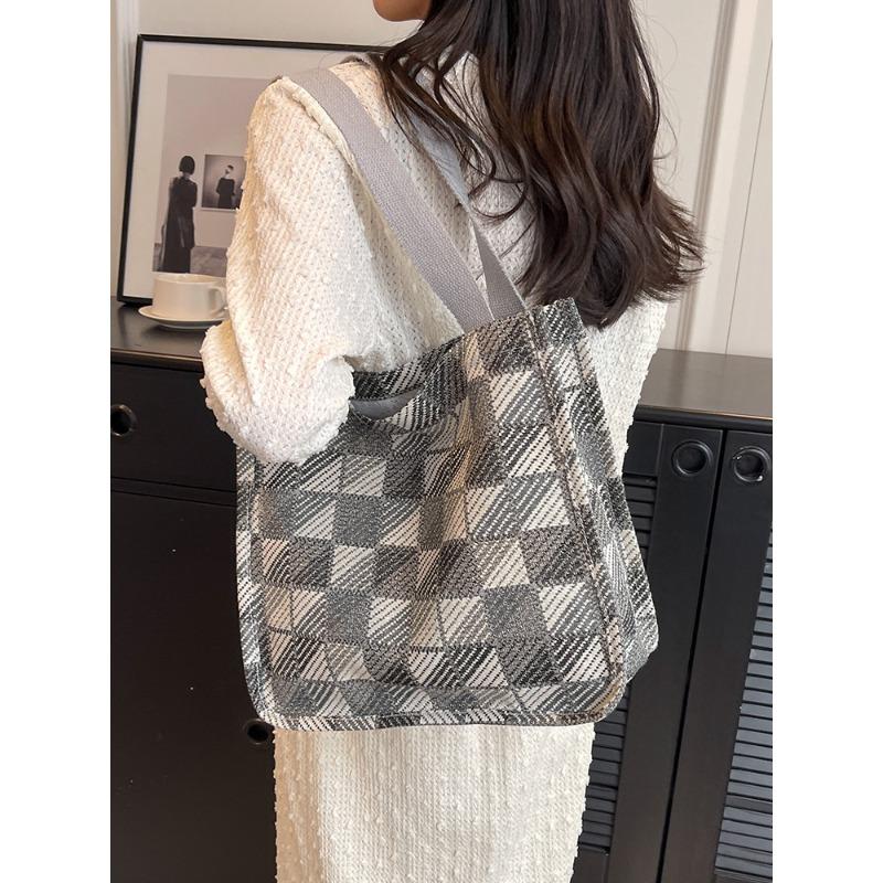 Canvas Bag Large Capacity Women's Summer High-end Fashion One-Shoulder Armpit Bag College Student Commuter Tote Bag