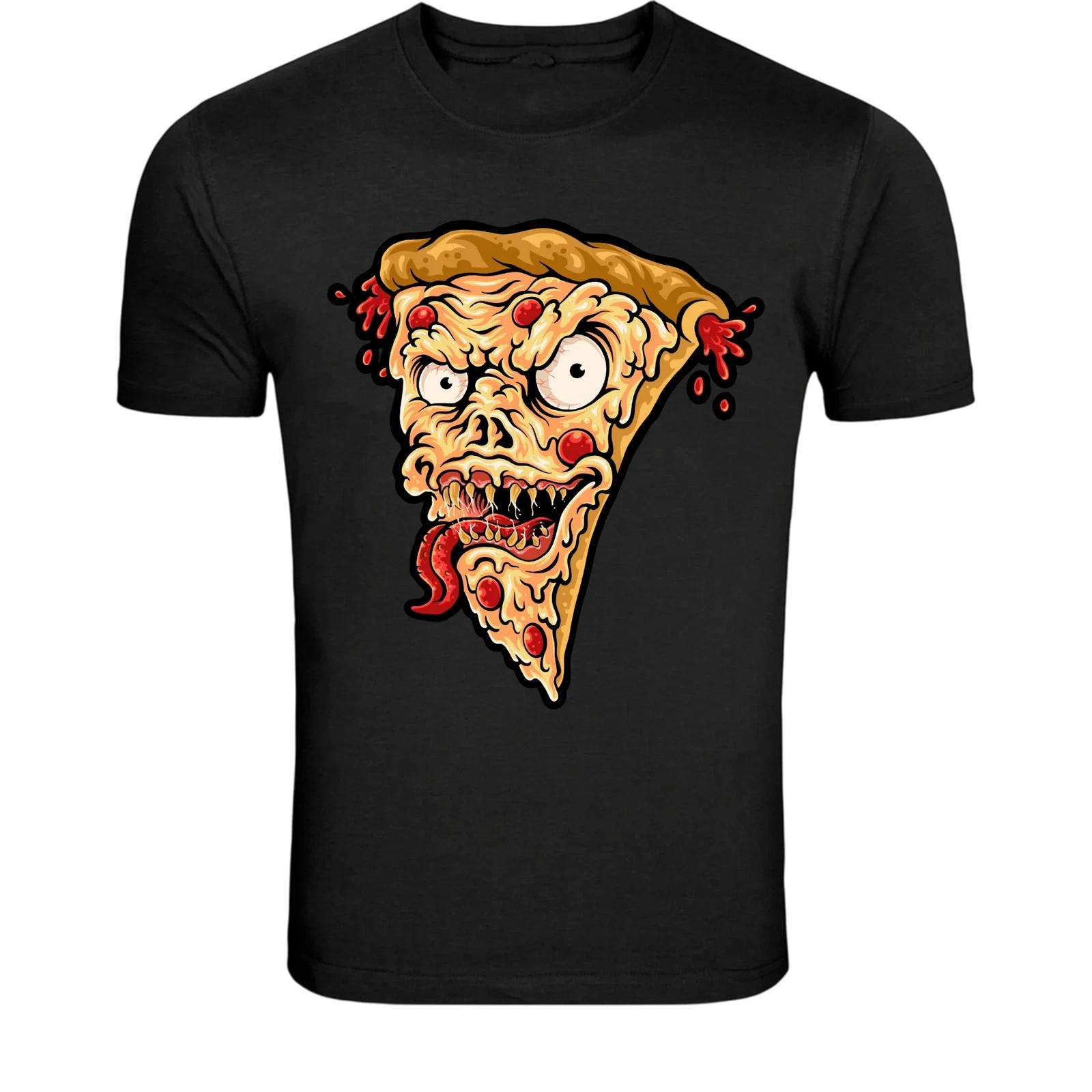 Zombie Pizza Slice Horror T-Shirt - Creepy Mutant Pizza Monster XL