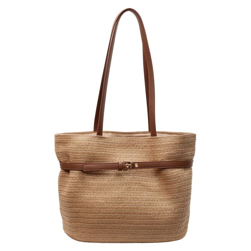 Large capacity bag women's bag woven summer travel beach women's new bag shoulder tote bag large bag