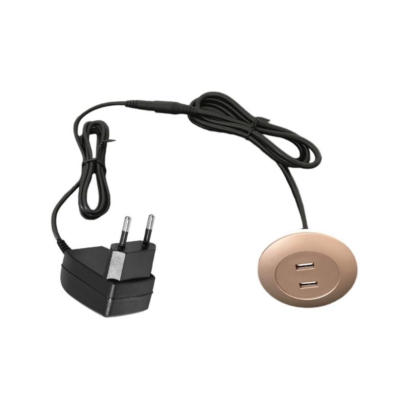 Furniture Concealed USB Panel Socket Desktop Embedded Double USB Socket for Phone Charging Double USB Charging Interface