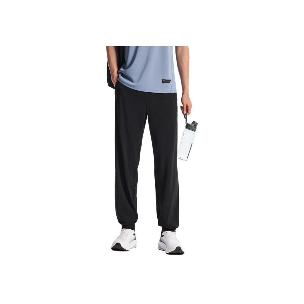 Anta Comfortable Simple Solid Color Tapered Versatile Slim Fit Lightweight Breathable Knitted Sports Pants Men Bottoms Basic-Black 152527328-1