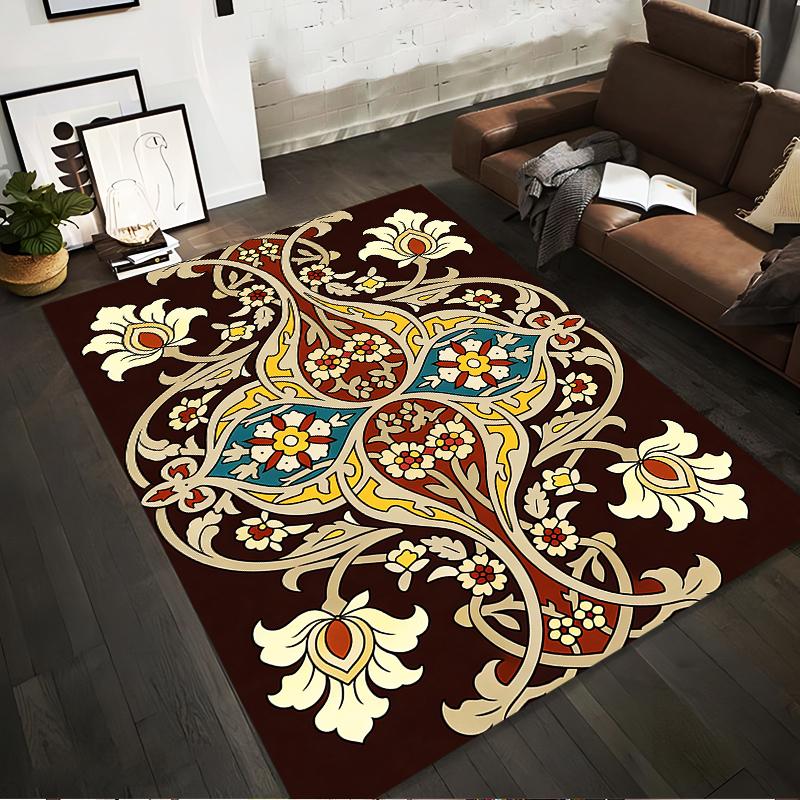 

Floral Vintage Carpet with Intricate Patterns in Brown and Multicolor Suitable for use as an anti-slip for living room bedroom sofas 40x60cm( 15x23in )