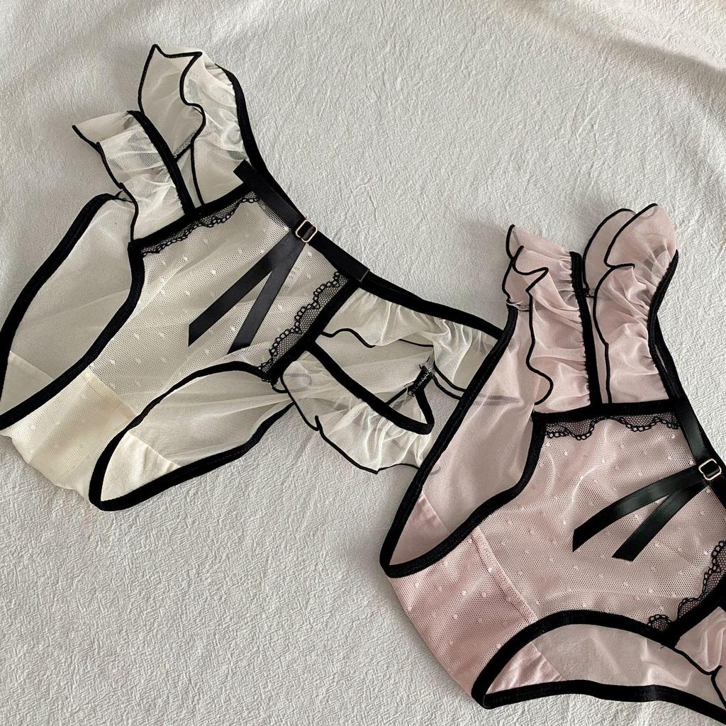 A029 Japonské síťované kalhotky s nízkým pasem a mašličkou