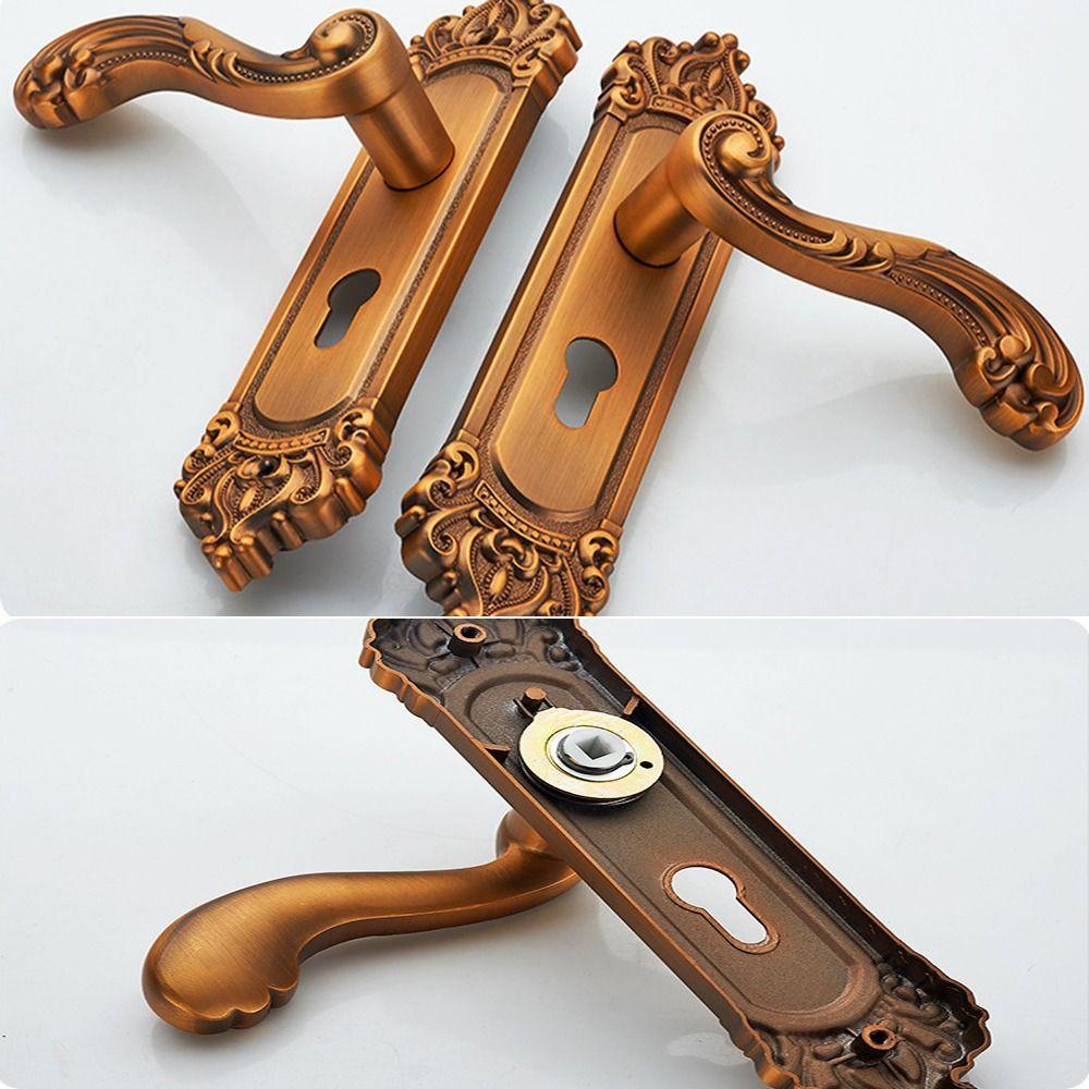 European Style Security Lock Vintage Interior Door Knobs Retro Door Handle Locks Set  Indoor Room