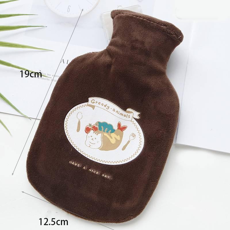 

Water Plush Hot Bag Filled With Mini Cute Hand Warmer Treasure Girl Warm Belly Brown Cat
