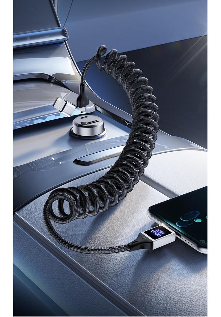 CarPlay Screen Mirroring LED Retractable USB Charging Cable with Custom Logo - Type-C Mobile Data Cable