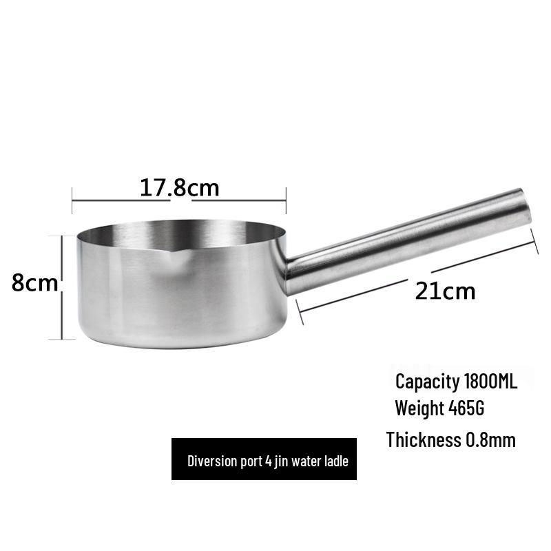 Stainless Steel Flat Bottom Kitchen Water Ladle and Soup/Milk Pot Combo.