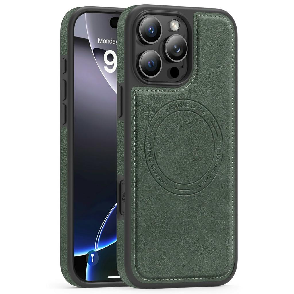 For iPhone 16 Pro Max Case Compatible with MagSafe Leather Back Phone Cover