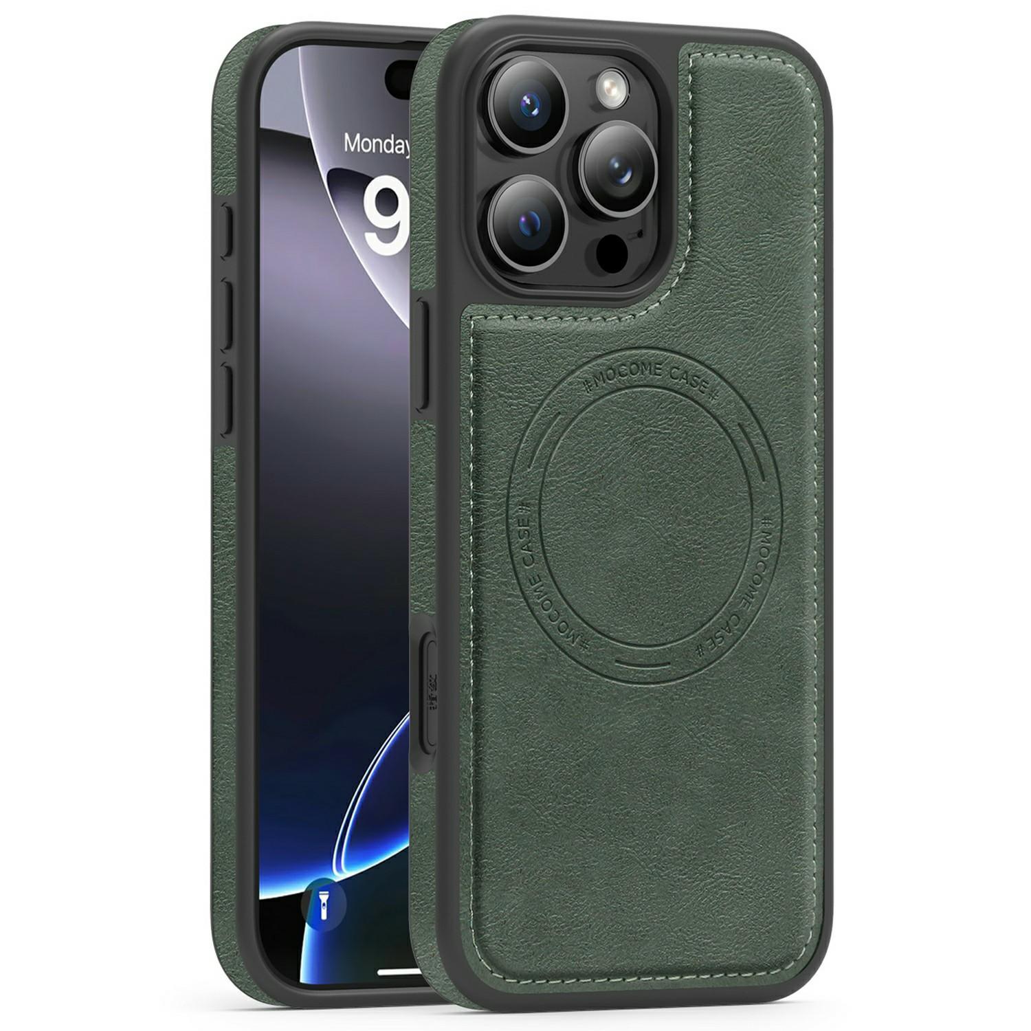 

For iPhone 16 Pro Case Compatible with MagSafe Leather Back Phone Cover E