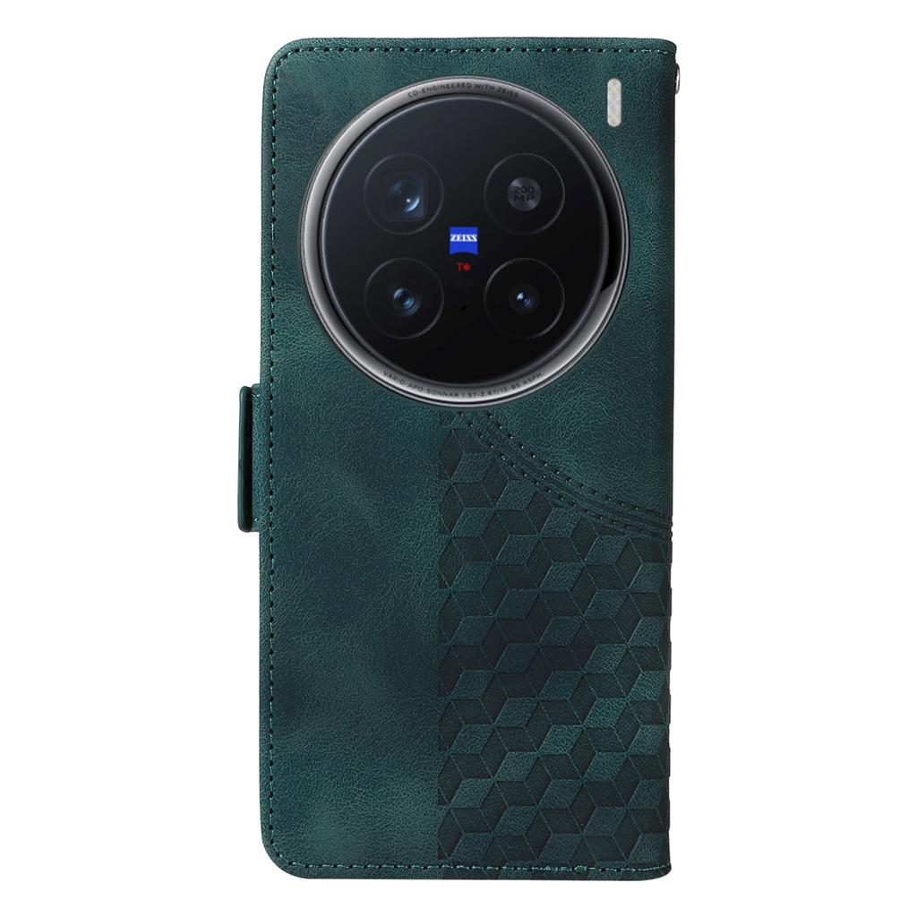 For vivo X200 Pro 5G Case PU Leather Phone Cover Rhombus Starry Imprinted
